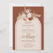Invitation Whimsical Copper Pampas Grass Boho Wedding Invitat (Devant)