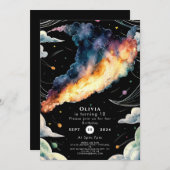 Invitation Whimsical Cosmic Space Anniversaire (Devant / Derrière)