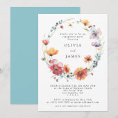 Invitation Whimsical Country Wildflower Engagement Party (Devant / Derrière)