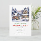 Invitation Whimsical cozy Christmas village winter scene (Debout devant)