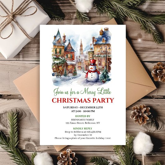 Invitation Whimsical cozy winter scene holiday invite