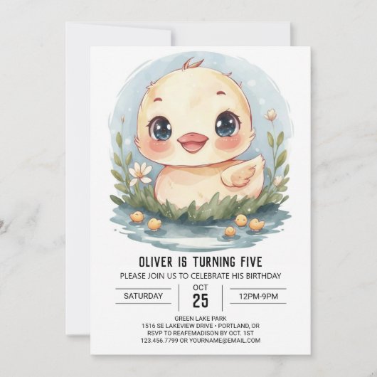Invitation Whimsical Custom Canard Anniversaire (Devant)
