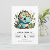 Invitation Whimsical Custom Dinosaur Boy Anniversaire (Debout devant)