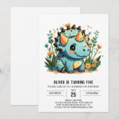 Invitation Whimsical Custom Dinosaur Boy Anniversaire (Devant / Derrière)
