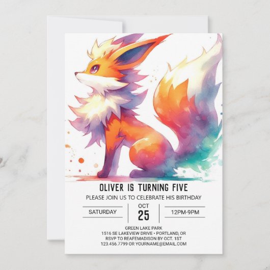 Invitation Whimsical Custom Fox Anniversaire (Devant)