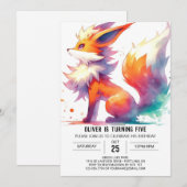 Invitation Whimsical Custom Fox Anniversaire (Devant / Derrière)