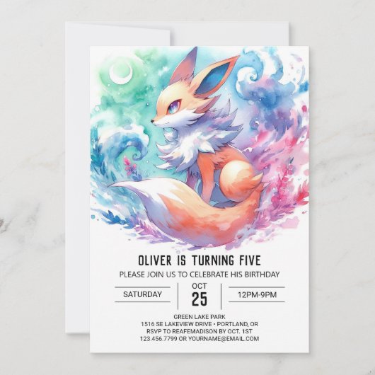 Invitation Whimsical Custom Fox Anniversaire (Devant)