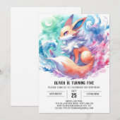 Invitation Whimsical Custom Fox Anniversaire (Devant / Derrière)