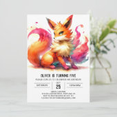 Invitation Whimsical Custom Fox Anniversaire (Debout devant)