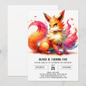 Invitation Whimsical Custom Fox Anniversaire (Devant / Derrière)