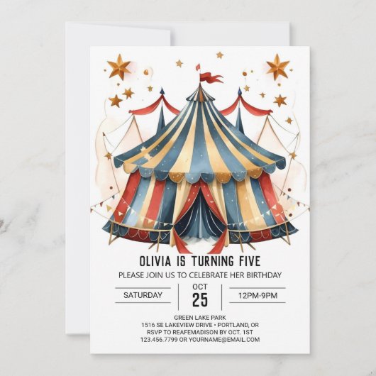 Invitation Whimsical Custom Fun Circus Anniversaire (Devant)