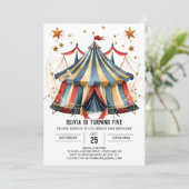 Invitation Whimsical Custom Fun Circus Anniversaire (Debout devant)