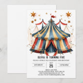 Invitation Whimsical Custom Fun Circus Anniversaire (Devant / Derrière)