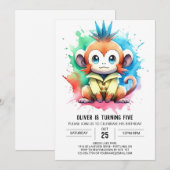 Invitation Whimsical Custom Singe Anniversaire (Devant / Derrière)