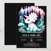 Invitation Whimsical Custom Triceratops Anniversaire (Devant / Derrière)