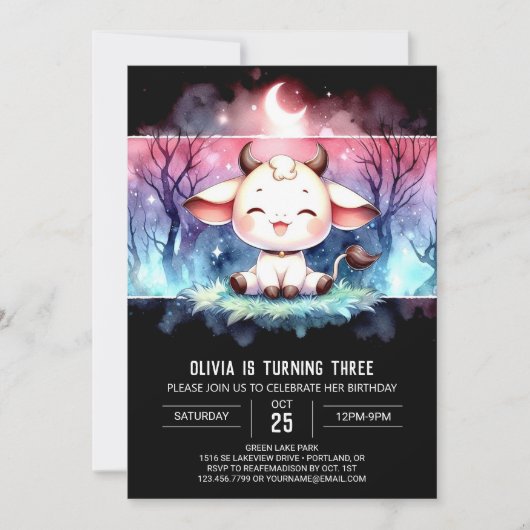 Invitation Whimsical Custom Vache Anniversaire (Devant)