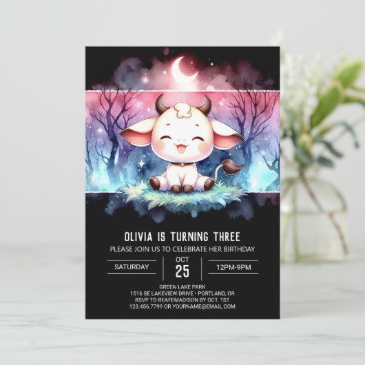 Invitation Whimsical Custom Vache Anniversaire (Debout devant)