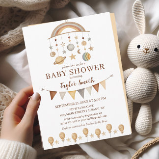 Invitation Whimsical Cute Boho Baby shower neutre genre