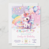 Invitation Whimsical Cute Rainbow Unicorn Magique Anniversair (Devant)