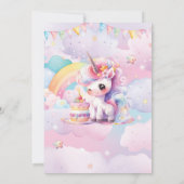 Invitation Whimsical Cute Rainbow Unicorn Magique Anniversair (Dos)