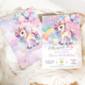 Invitation Whimsical Cute Rainbow Unicorn Magique Anniversair