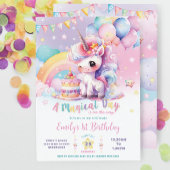 Invitation Whimsical Cute Rainbow Unicorn Magique Anniversair