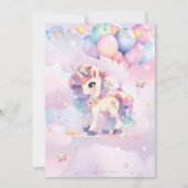 Invitation Whimsical Cute Rainbow Unicorn Magique Anniversair (Dos)