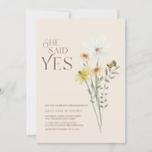 Invitation Whimsical Daisy Fleur sauvage Elle A Dit Oui Fianç (Devant)