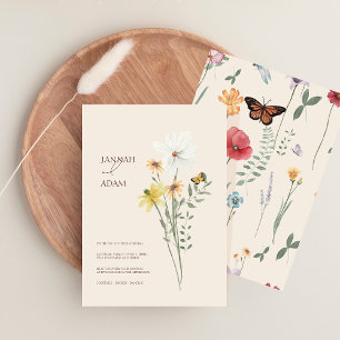 Invitation Whimsical Daisy Jaune Fleur sauvage Mariage