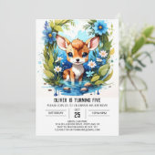 Invitation Whimsical Deer Adventure Boy Anniversaire (Debout devant)