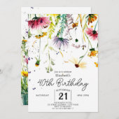 Invitation Whimsical Delicate Fleurs sauvages 40e anniversair (Devant / Derrière)