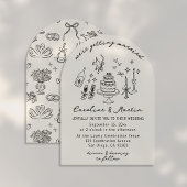 Invitation Whimsical, dessiné à la main mariage