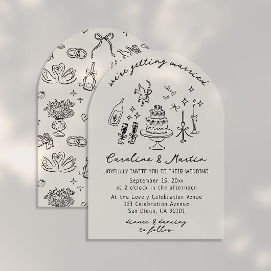 Invitation Whimsical, dessiné à la main mariage