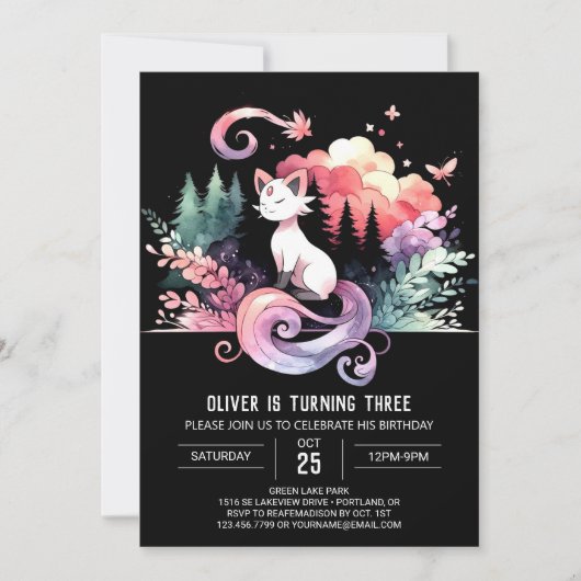 Invitation Whimsical Digital Cat Anniversaire (Devant)