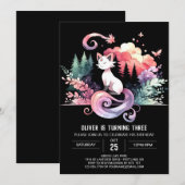 Invitation Whimsical Digital Cat Anniversaire (Devant / Derrière)