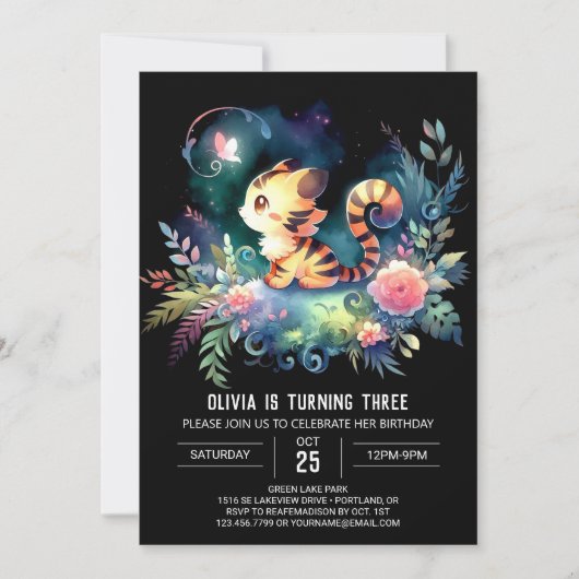 Invitation Whimsical Digital Tiger Anniversaire (Devant)