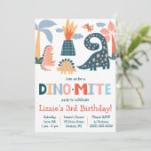 Invitation Whimsical Dino-Mite Dinosaur Theme Anniversaire (Debout devant)