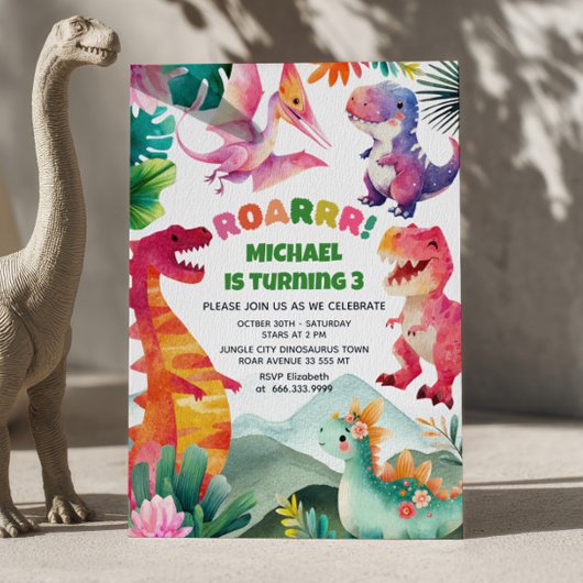 Invitation Whimsical Dinosaur Dig Fossil Dino Anniversaire de