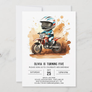 Invitation Whimsical Dirt Wheels Motorcycle Anniversaire
