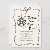 Invitation Whimsical Disco Ball New Year's Eve Party (Devant)