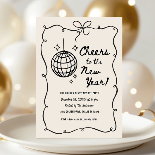Invitation Whimsical Disco Ball New Year's Eve Party