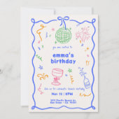 Invitation Whimsical Disco couleur d'anniversaire (Devant)