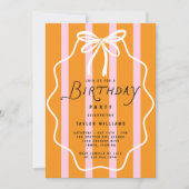 Invitation Whimsical Doodle Bow Stripes Simple Minimal (Devant)