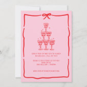Invitation Whimsical Doodle Brunch with the Bride Red Pink  (Dos)