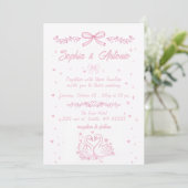 Invitation Whimsical Doodle Hand Drawn Pink Swans Wedding (Debout devant)