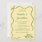 Invitation Whimsical Doodle photo Monogramme Mariage jaune (Devant)