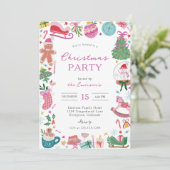 Invitation Whimsical Doodles Christmas Party (Debout devant)