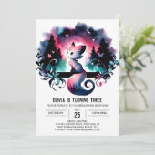 Invitation Whimsical Dreamy Chat Anniversaire (Debout devant)