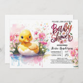 Invitation Whimsical Duckling Baby Bliss Douche (Devant / Derrière)