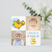 Invitation Whimsical Ducks Photo Boys Joint Birthday Party (Debout devant)
